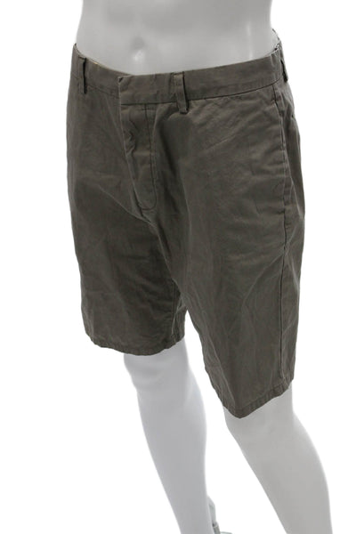 Club Monaco Mens Chino Shorts Brown Cotton Button Closure Size 32