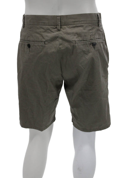 Club Monaco Mens Chino Shorts Brown Cotton Button Closure Size 32