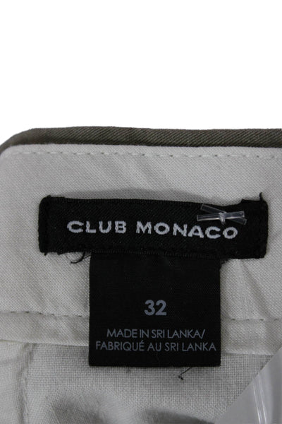 Club Monaco Mens Chino Shorts Brown Cotton Button Closure Size 32