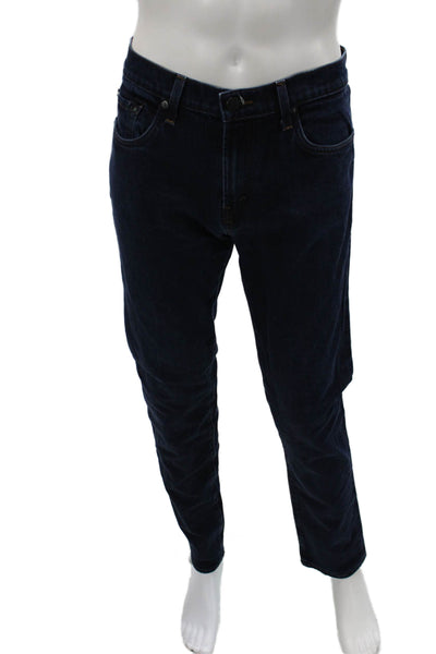 J Brand Mens Skinny Straight Jeans Dark Blue Button Size 36
