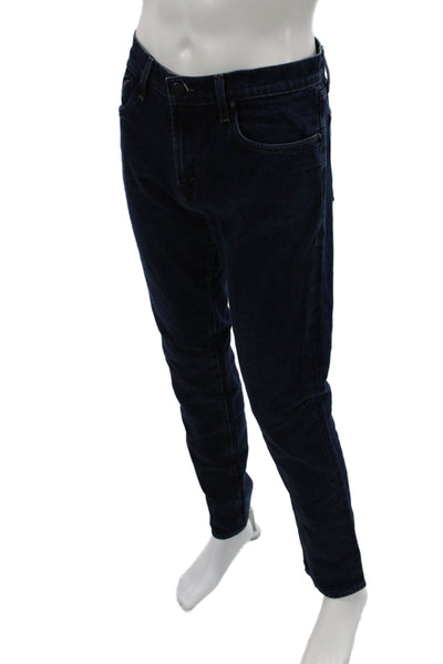 J Brand Mens Skinny Straight Jeans Dark Blue Button Size 36