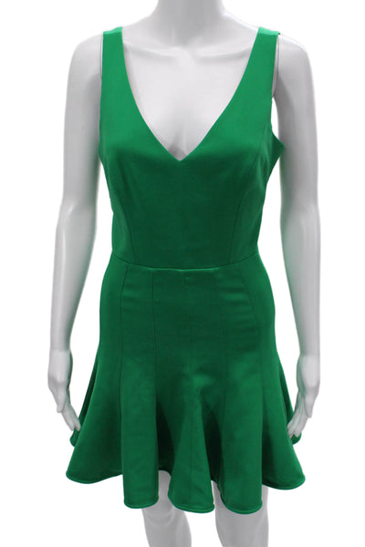 Jay Godfrey Women Fit & Flare Mini V-Neck Sleeveless Green Dress Size 6