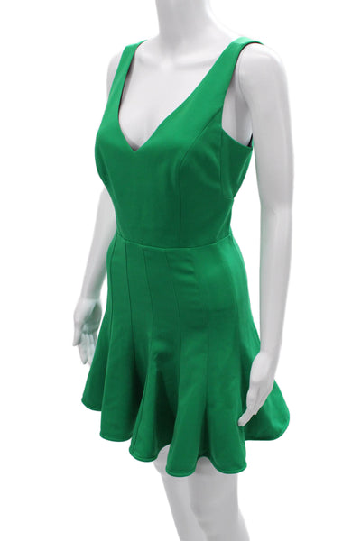 Jay Godfrey Women Fit & Flare Mini V-Neck Sleeveless Green Dress Size 6