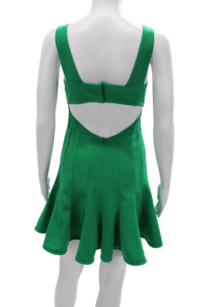 Jay Godfrey Women Fit & Flare Mini V-Neck Sleeveless Green Dress Size 6