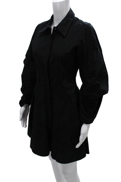 BR Womens A-Line Shirt Dress Black Collared Button Knee Length Size XS