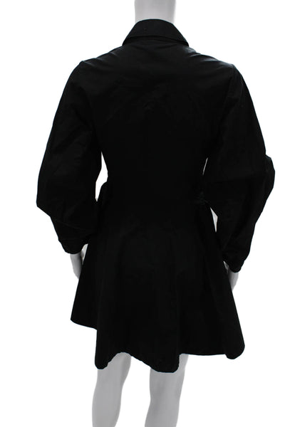 BR Womens A-Line Shirt Dress Black Collared Button Knee Length Size XS