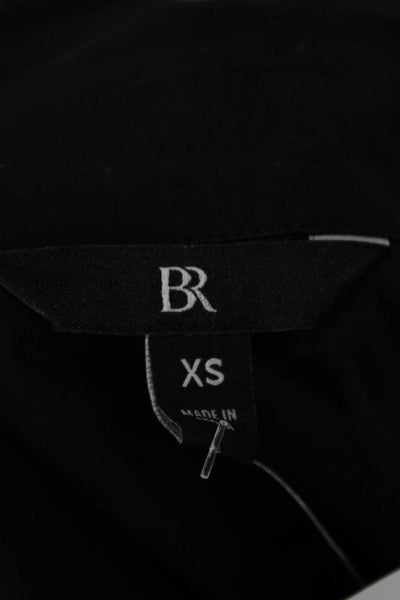 BR Womens A-Line Shirt Dress Black Collared Button Knee Length Size XS