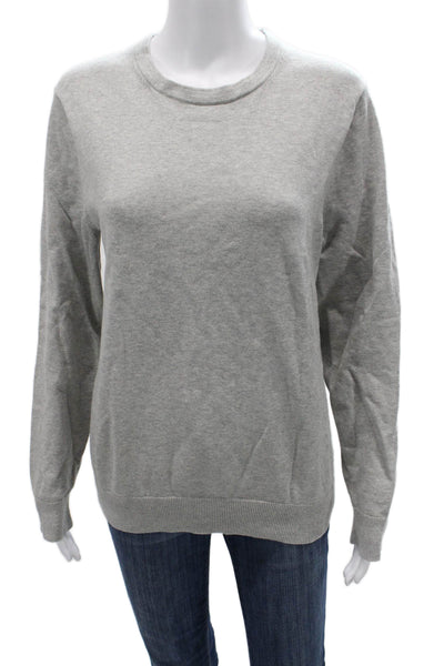 Lands End Women Pullover Sweater Crew Neck Long Sleeve Gray 100% Cotton Size S