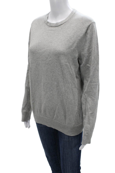 Lands End Women Pullover Sweater Crew Neck Long Sleeve Gray 100% Cotton Size S