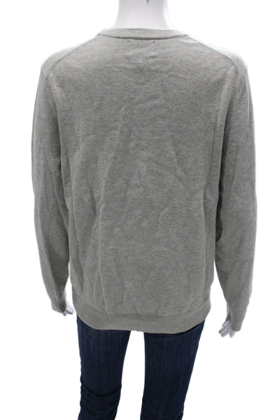 Lands End Women Pullover Sweater Crew Neck Long Sleeve Gray 100% Cotton Size S