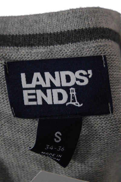 Lands End Women Pullover Sweater Crew Neck Long Sleeve Gray 100% Cotton Size S