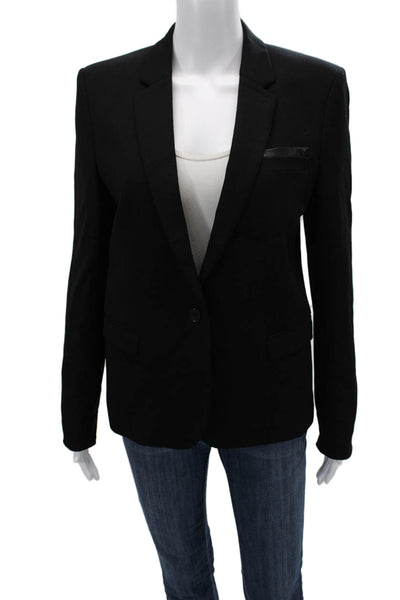 The Kooples Womens Black Collared Blazer Button Long Sleeve Size 40