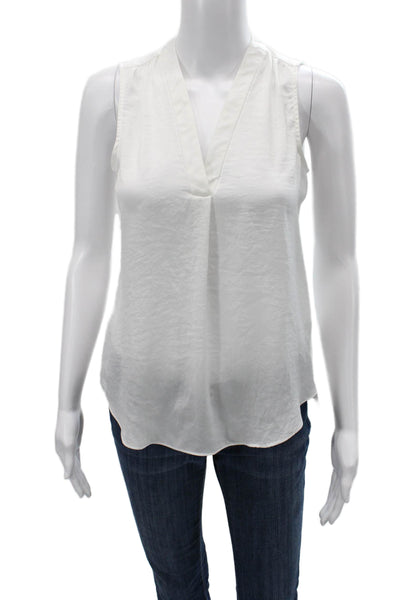 Vince Camuto Womens White V Neck Sleeveless Basic Blouse Petite Size 2XS