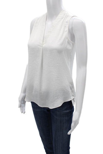 Vince Camuto Womens White V Neck Sleeveless Basic Blouse Petite Size 2XS