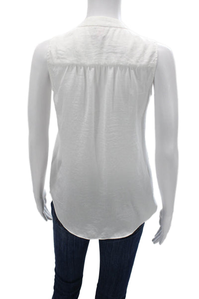 Vince Camuto Womens White V Neck Sleeveless Basic Blouse Petite Size 2XS