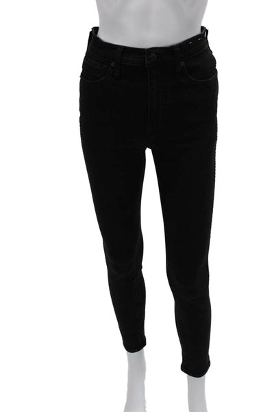 Madewell Women Ankle Skinny Jeans Black High Rise Button Size 26
