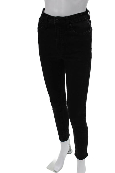 Madewell Women Ankle Skinny Jeans Black High Rise Button Size 26