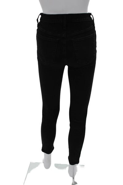 Madewell Women Ankle Skinny Jeans Black High Rise Button Size 26