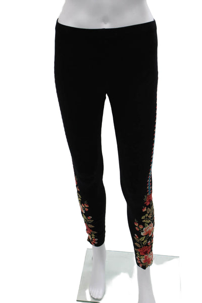 JW Los Angeles Womens Black Floral Ankle Jeggings Cotton Lycra Size S