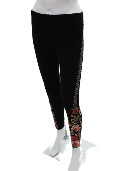 JW Los Angeles Womens Black Floral Ankle Jeggings Cotton Lycra Size S