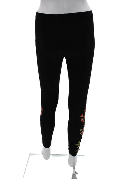 JW Los Angeles Womens Black Floral Ankle Jeggings Cotton Lycra Size S