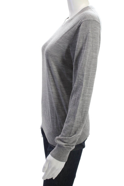 Theory Womens Gray Wool Crew Neck Pullover Sweater Long Sleeve Size L