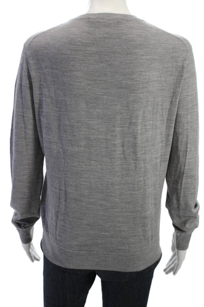 Theory Womens Gray Wool Crew Neck Pullover Sweater Long Sleeve Size L
