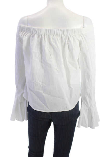 Free People Women Bohemian White Button Up Long Sleeve Blouse Size M