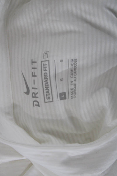 Nike Mens Striped Stand-Up Mock Neck Long Sleeve Top Size L