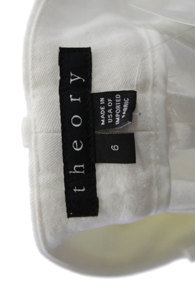Theory Womens Ankle Dress Pants White Mid Rise 27in Inseam Size 6