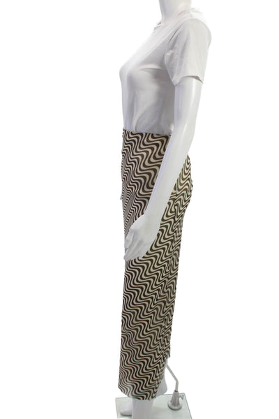Zara Womens Straight Pencil Skirt Beige Elastane Geometric Long Size S