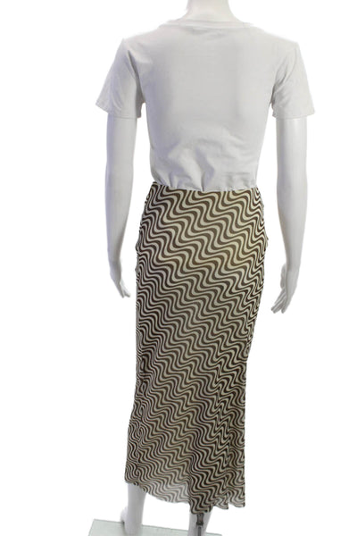 Zara Womens Straight Pencil Skirt Beige Elastane Geometric Long Size S