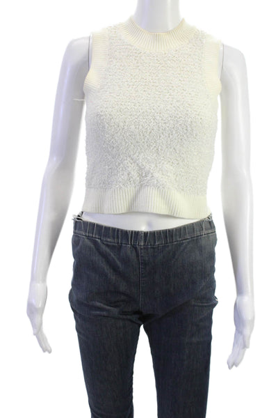 Club Monaco Womens Cropped Tank White Sleeveless Size S