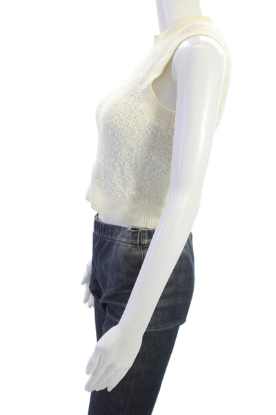 Club Monaco Womens Cropped Tank White Sleeveless Size S