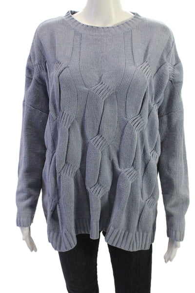 J. Jill Women Pullover Sweater Blue Crew Neck Long Sleeve 100% Polyester Size L