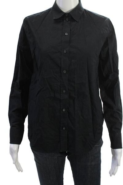 Everlane Mens Point Collar Button Up Black Cotton Long Sleeve Size 0