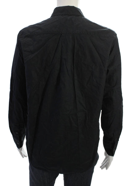 Everlane Mens Point Collar Button Up Black Cotton Long Sleeve Size 0