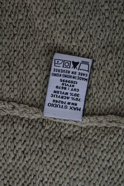 Max Studio Women Cardigan Beige Collared Tie Long Sleeve Acrylic Blend Size XS