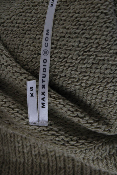 Max Studio Women Cardigan Beige Collared Tie Long Sleeve Acrylic Blend Size XS