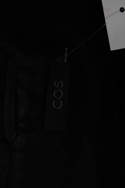 COS Women Black Collared Classic Linen Viscose Cotton Blazer Size 44