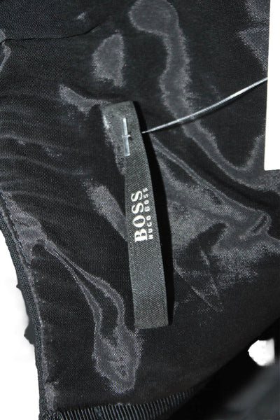 Boss Hugo Boss Women Sheath Dress Black V-Neck Zip Knee Poly Blend Size 4