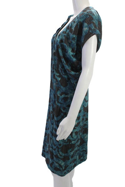 Boss Hugo Boss Womens Shift Dress Black Animal Print V-Neck Short Sleeve Size 5
