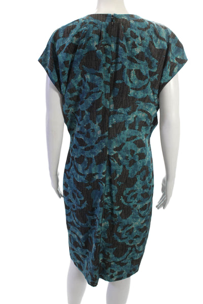 Boss Hugo Boss Womens Shift Dress Black Animal Print V-Neck Short Sleeve Size 5