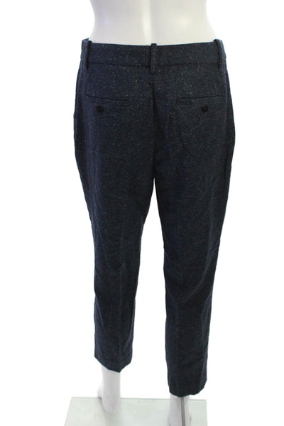 Theory Womens Dark Blue Ankle Cropped Wool Blend Dress Pants Button Size 4