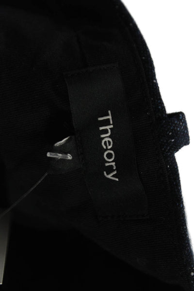 Theory Womens Dark Blue Ankle Cropped Wool Blend Dress Pants Button Size 4
