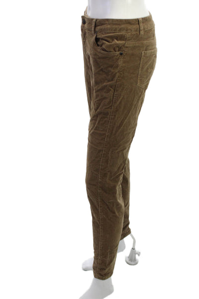 J. Mclaughlin Womens Chinos Brown Cotton Blend Button Inseam 29 Size 2