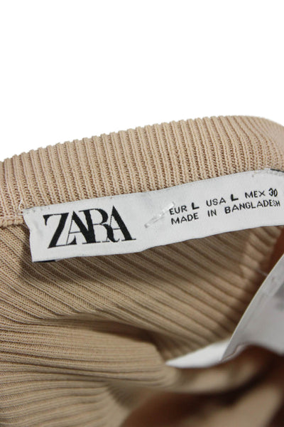 Zara Womens Basic Sleeveless Tank Beige Size L