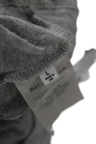 Reformation Women Cropped T-Shirt Gray Organic Cotton Long Sleeve Size L