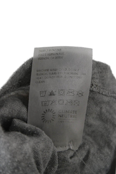 Reformation Women Cropped T-Shirt Gray Organic Cotton Long Sleeve Size L