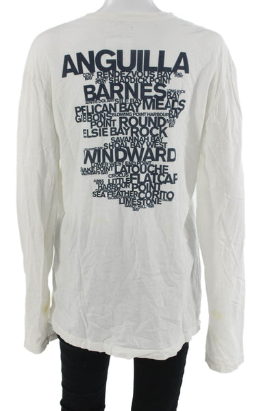 Standard James Perse Mens White Graphic Long Sleeve Crewneck Tee Size 3